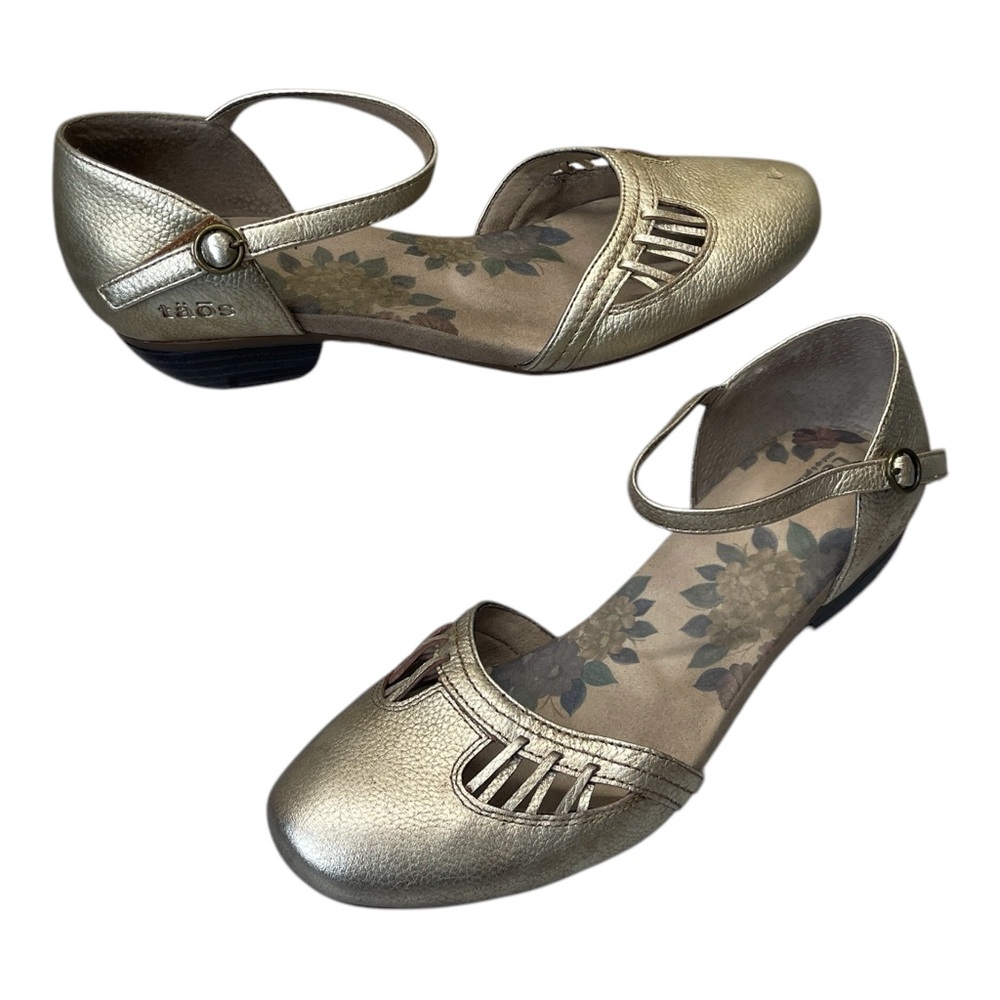 Taos Sandals Gold Metallic Leather Strappy Women’s Leather Sandals Size 8.5